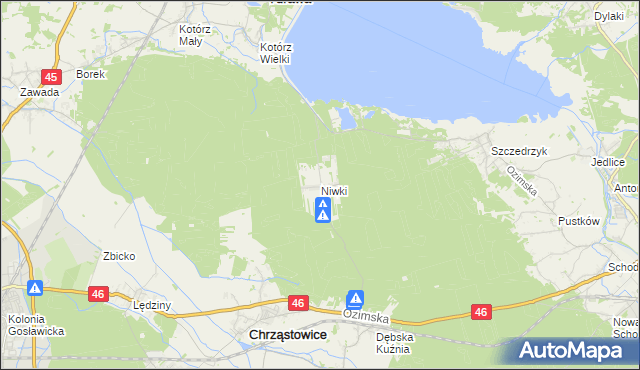 mapa Niwki gmina Chrząstowice, Niwki gmina Chrząstowice na mapie Targeo