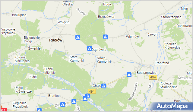 mapa Nowe Karmonki, Nowe Karmonki na mapie Targeo