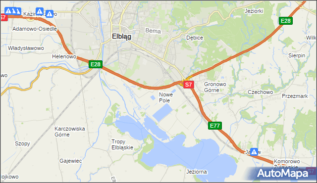 mapa Nowe Pole gmina Elbląg, Nowe Pole gmina Elbląg na mapie Targeo