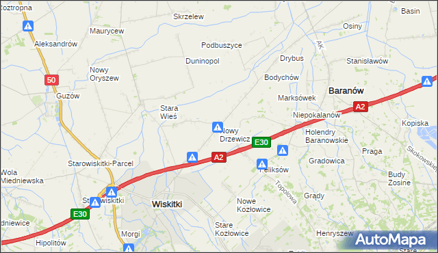 mapa Nowy Drzewicz, Nowy Drzewicz na mapie Targeo