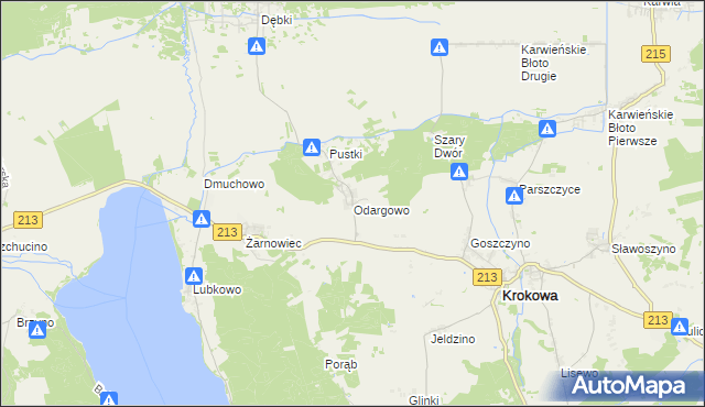 mapa Odargowo gmina Krokowa, Odargowo gmina Krokowa na mapie Targeo