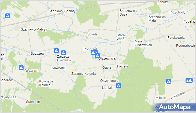 mapa Olszewnica gmina Kąkolewnica, Olszewnica gmina Kąkolewnica na mapie Targeo