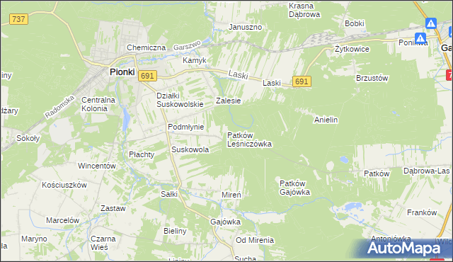 mapa Patków Leśniczówka, Patków Leśniczówka na mapie Targeo