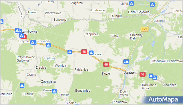 mapa Piasek gmina Janów, Piasek gmina Janów na mapie Targeo