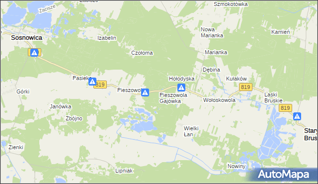 mapa Pieszowola Gajówka, Pieszowola Gajówka na mapie Targeo