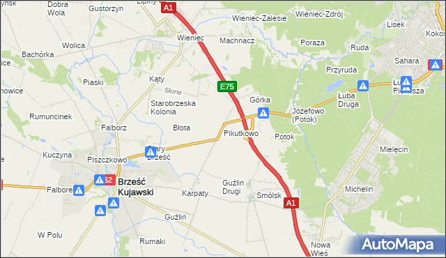 mapa Pikutkowo, Pikutkowo na mapie Targeo