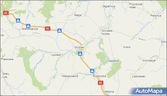 mapa Piorunkowice, Piorunkowice na mapie Targeo