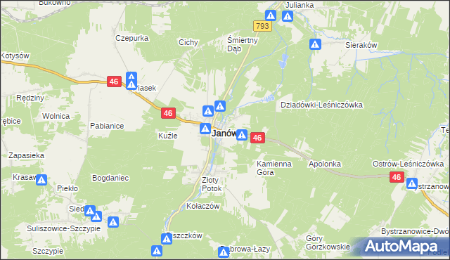 mapa Ponik gmina Janów, Ponik gmina Janów na mapie Targeo