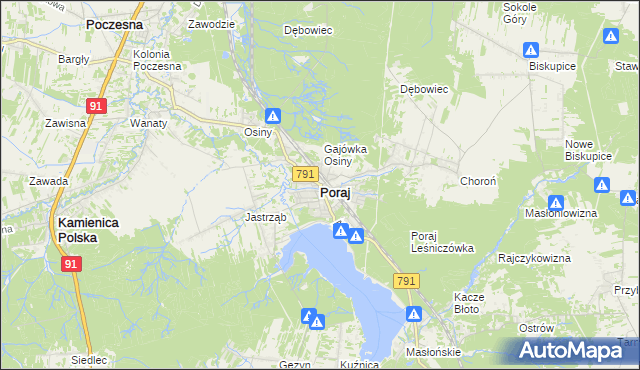 mapa Poraj powiat myszkowski, Poraj powiat myszkowski na mapie Targeo