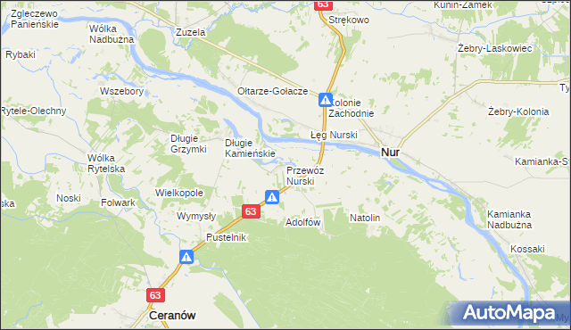 mapa Przewóz Nurski, Przewóz Nurski na mapie Targeo