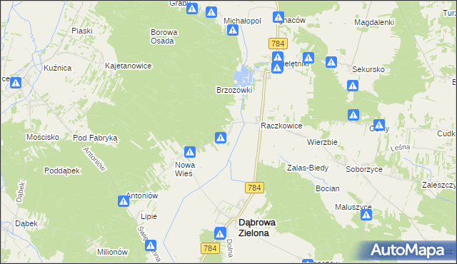 mapa Raczkowice-Kolonia, Raczkowice-Kolonia na mapie Targeo