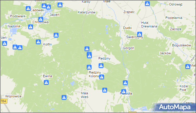 mapa Rędziny gmina Żytno, Rędziny gmina Żytno na mapie Targeo