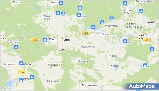 mapa Rogaczówek, Rogaczówek na mapie Targeo