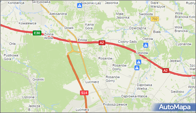 mapa Rosanów, Rosanów na mapie Targeo