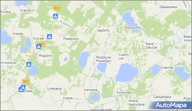 mapa Rozpłucie Pierwsze, Rozpłucie Pierwsze na mapie Targeo