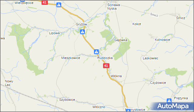 mapa Rudziczka gmina Prudnik, Rudziczka gmina Prudnik na mapie Targeo