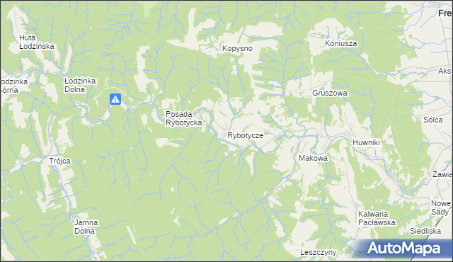 mapa Rybotycze, Rybotycze na mapie Targeo