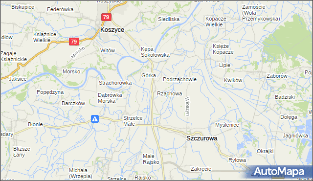 mapa Rząchowa, Rząchowa na mapie Targeo