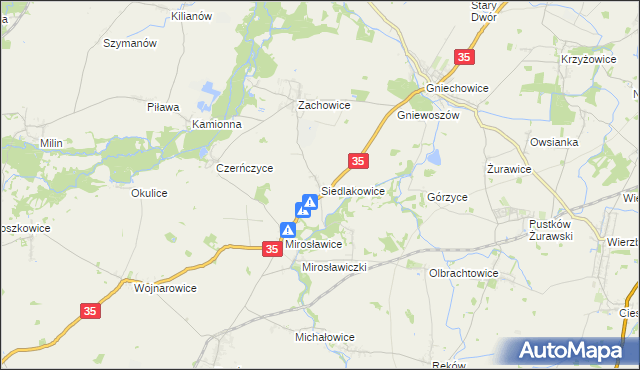 mapa Siedlakowice, Siedlakowice na mapie Targeo