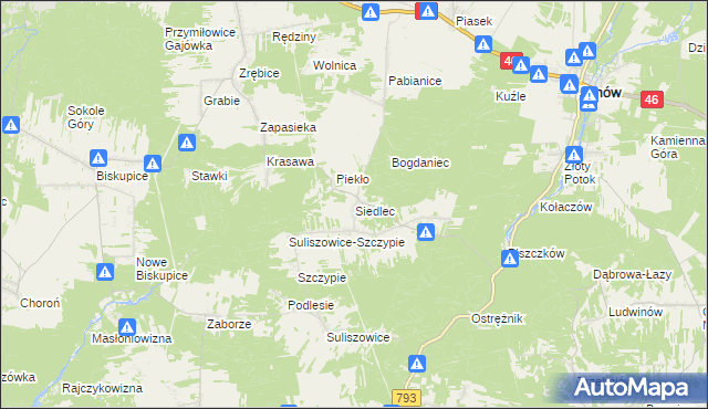 mapa Siedlec gmina Janów, Siedlec gmina Janów na mapie Targeo