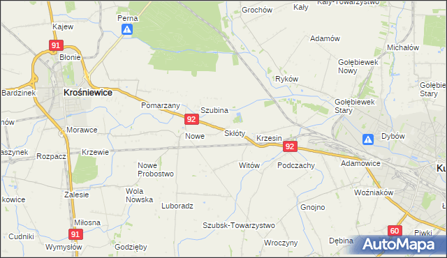 mapa Skłóty, Skłóty na mapie Targeo