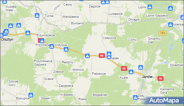 mapa Skowronów gmina Janów, Skowronów gmina Janów na mapie Targeo