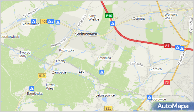 mapa Smolnica gmina Sośnicowice, Smolnica gmina Sośnicowice na mapie Targeo