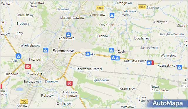 mapa Sochaczew-Wieś, Sochaczew-Wieś na mapie Targeo