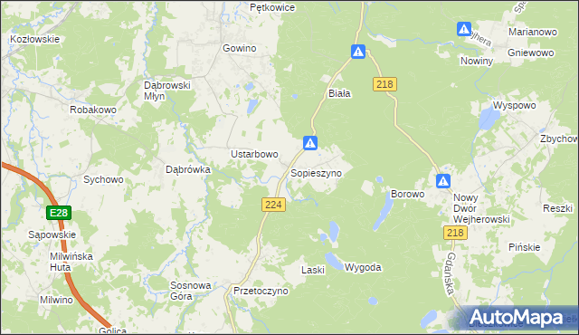 mapa Sopieszyno, Sopieszyno na mapie Targeo