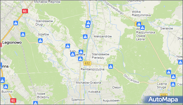 mapa Stanisławów Pierwszy gmina Nieporęt, Stanisławów Pierwszy gmina Nieporęt na mapie Targeo