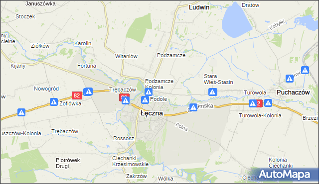 mapa Stara Wieś gmina Łęczna, Stara Wieś gmina Łęczna na mapie Targeo