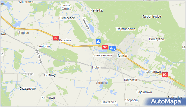 mapa Starczanowo gmina Nekla, Starczanowo gmina Nekla na mapie Targeo