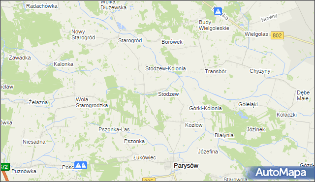 mapa Stodzew, Stodzew na mapie Targeo