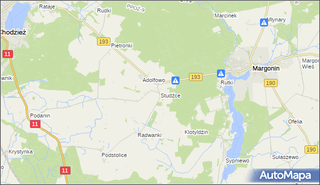 mapa Studźce, Studźce na mapie Targeo