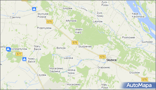 mapa Studzieniec gmina Słubice, Studzieniec gmina Słubice na mapie Targeo