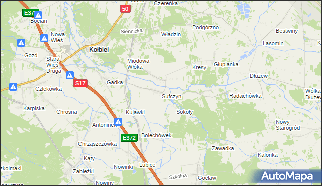 mapa Sufczyn gmina Kołbiel, Sufczyn gmina Kołbiel na mapie Targeo