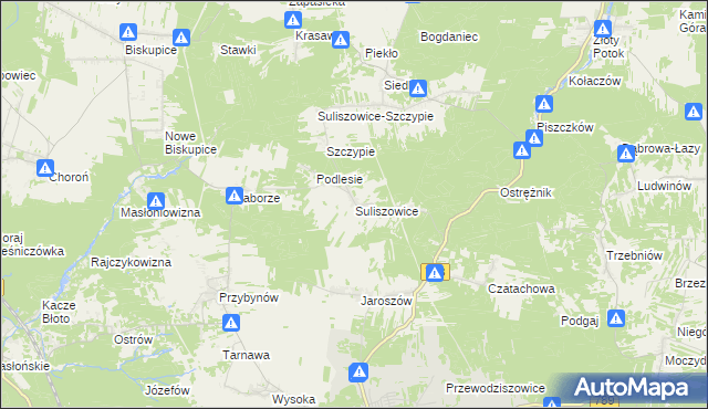 mapa Suliszowice, Suliszowice na mapie Targeo