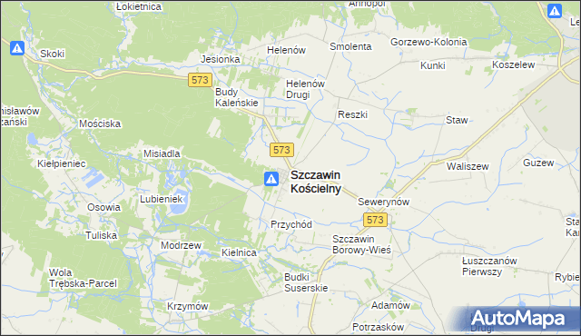 mapa Szczawin Kościelny, Szczawin Kościelny na mapie Targeo