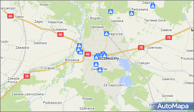 mapa Szczekociny, Szczekociny na mapie Targeo