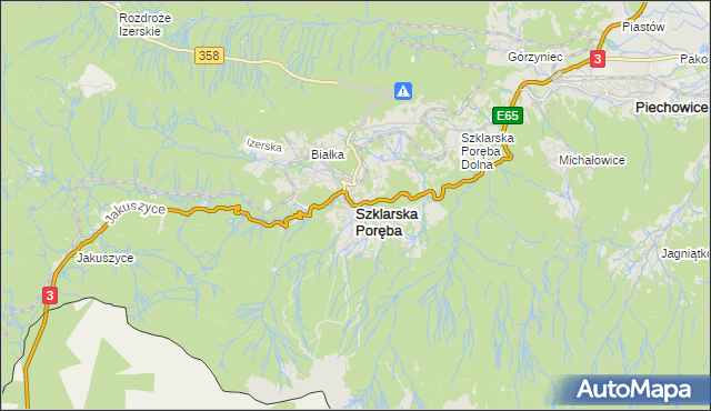 mapa Szklarska Poręba, Szklarska Poręba na mapie Targeo