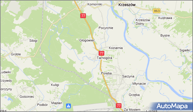 mapa Tarnogóra gmina Nowa Sarzyna, Tarnogóra gmina Nowa Sarzyna na mapie Targeo