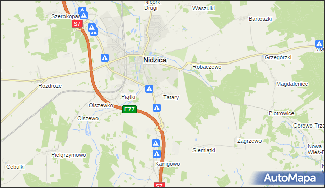 mapa Tatary gmina Nidzica, Tatary gmina Nidzica na mapie Targeo