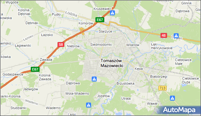 mapa Tomaszów Mazowiecki, Tomaszów Mazowiecki na mapie Targeo