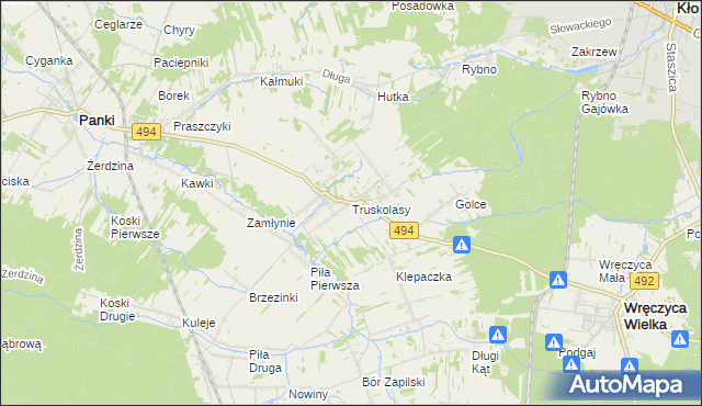 mapa Truskolasy gmina Wręczyca Wielka, Truskolasy gmina Wręczyca Wielka na mapie Targeo
