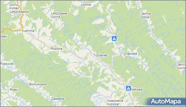 mapa Trzcianiec, Trzcianiec na mapie Targeo