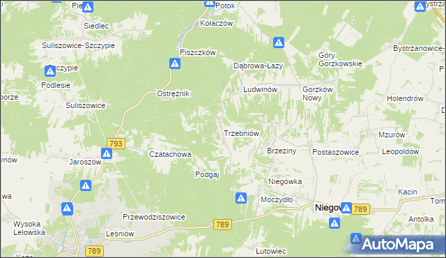 mapa Trzebniów, Trzebniów na mapie Targeo