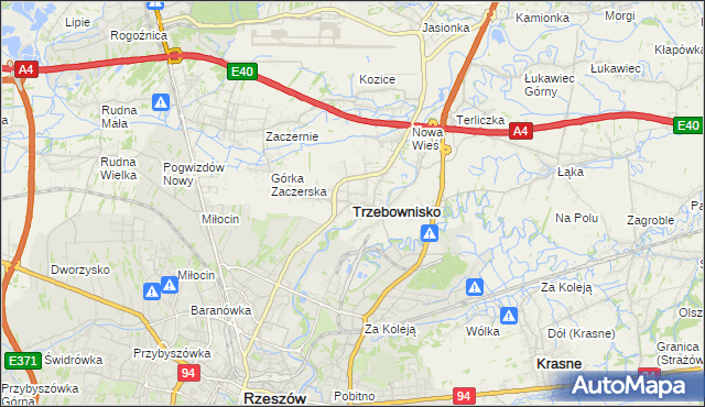 mapa Trzebownisko, Trzebownisko na mapie Targeo