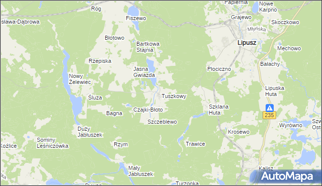 mapa Tuszkowy, Tuszkowy na mapie Targeo