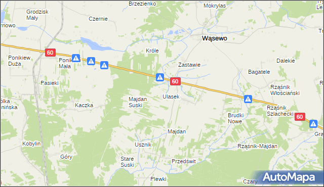 mapa Ulasek gmina Wąsewo, Ulasek gmina Wąsewo na mapie Targeo