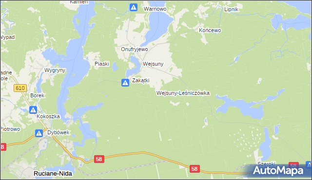 mapa Wejsuny-Leśniczówka, Wejsuny-Leśniczówka na mapie Targeo